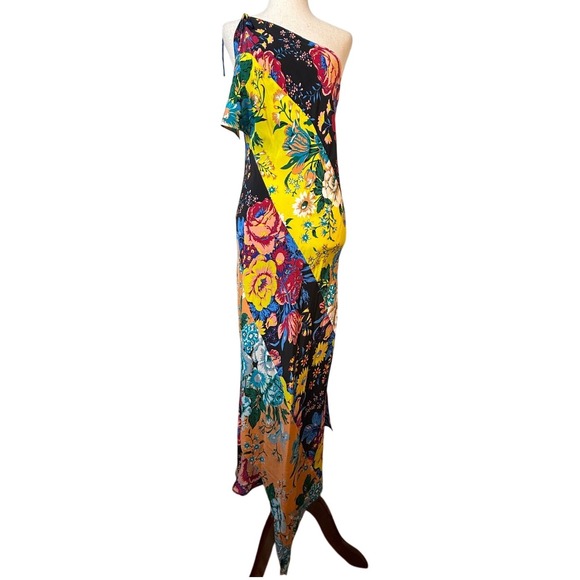 Diane von Furstenberg Silk Maxi Dress Floral Print One Shoulder S‎ - Picture 1 of 12
